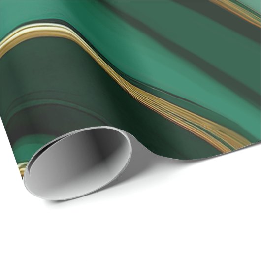 Modernes Abstraktes Grün und Gold- Geschenkpapier (Rolleneckpunkt)