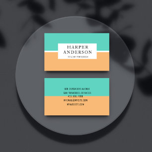 Modernes Abstraktes Grün und Orange Beruflich Visitenkarte