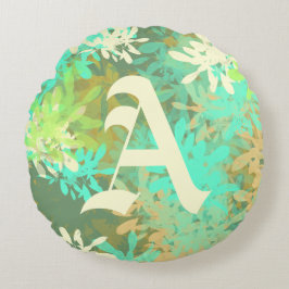 Modernes Abstraktes, grünes Leaf-Muster runder Pol Rundes Kissen