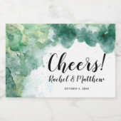 Modernes Abstraktes Grünes Wasserfarben Mini Schaumweinetikett (Einzelnes Label)