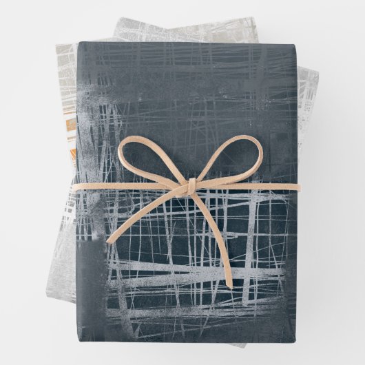 Modernes abstraktes, hellorangefarbenes, weißes St Geschenkpapier Set (Beispiel)