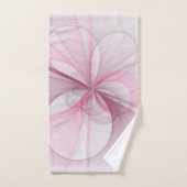 Modernes Abstraktes, hellrosa graues Fraktal Desig Badhandtuch Set (Handtuch)