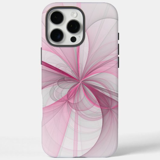Modernes Abstraktes, hellrosa graues Fraktal Desig Case-Mate iPhone Hülle (Rückseite)