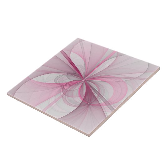 Modernes Abstraktes, hellrosa graues Fraktal Desig Fliese (Seite)