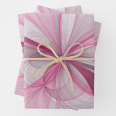 Modernes Abstraktes, hellrosa graues Fraktal Desig Geschenkpapier Set (Beispiel)
