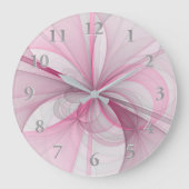 Modernes Abstraktes, hellrosa graues Fraktal Desig Große Wanduhr (Vorderseite)