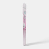 Modernes Abstraktes, hellrosa graues Fraktal Desig iPhone 15 Hülle (Linke Seite)