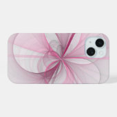 Modernes Abstraktes, hellrosa graues Fraktal Desig iPhone 15 Hülle (Rückseite (Horizontal))