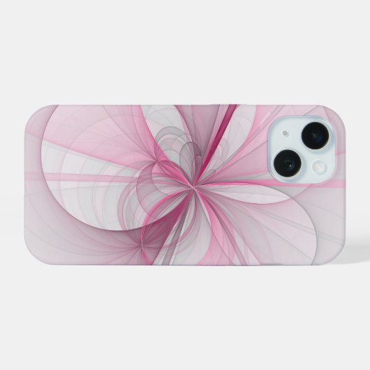 Modernes Abstraktes, hellrosa graues Fraktal Desig iPhone 15 Hülle (Rückseite (Horizontal))