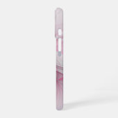 Modernes Abstraktes, hellrosa graues Fraktal Desig iPhone 16 Hülle (Linke Seite)