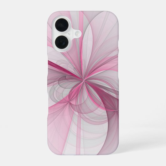 Modernes Abstraktes, hellrosa graues Fraktal Desig iPhone 16 Hülle (Rückseite)