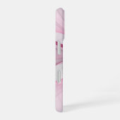 Modernes Abstraktes, hellrosa graues Fraktal Desig iPhone 16 Hülle (Rechte Seite)
