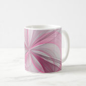 Modernes Abstraktes, hellrosa graues Fraktal Desig Kaffeetasse (VorderseiteRechts)