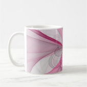 Modernes Abstraktes, hellrosa graues Fraktal Desig Kaffeetasse (Links)