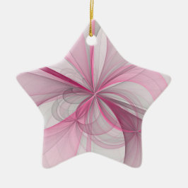 Modernes Abstraktes, hellrosa graues Fraktal Desig Keramik Ornament