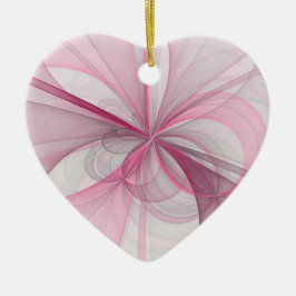 Modernes Abstraktes, hellrosa graues Fraktal Desig Keramik Ornament