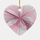 Modernes Abstraktes, hellrosa graues Fraktal Desig Keramik Ornament (Hinten)