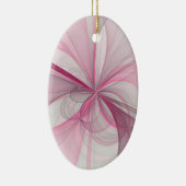 Modernes Abstraktes, hellrosa graues Fraktal Desig Keramik Ornament (Rechts)