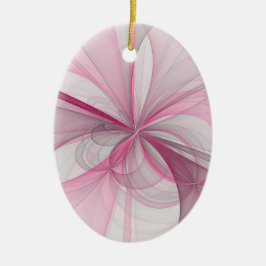 Modernes Abstraktes, hellrosa graues Fraktal Desig Keramik Ornament