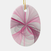 Modernes Abstraktes, hellrosa graues Fraktal Desig Keramik Ornament (Hinten)