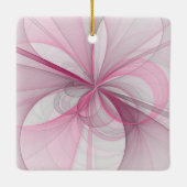 Modernes Abstraktes, hellrosa graues Fraktal Desig Keramikornament (Rückseite)