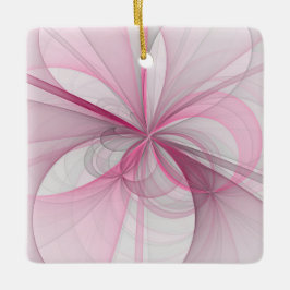 Modernes Abstraktes, hellrosa graues Fraktal Desig Keramikornament