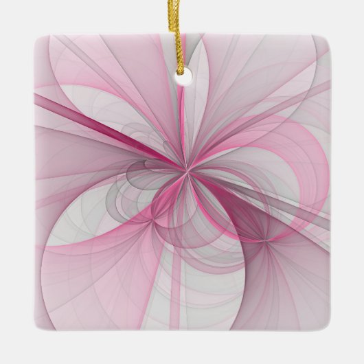 Modernes Abstraktes, hellrosa graues Fraktal Desig Keramikornament (Vorderseite)