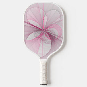Modernes Abstraktes, hellrosa graues Fraktal Desig Pickleball Schläger