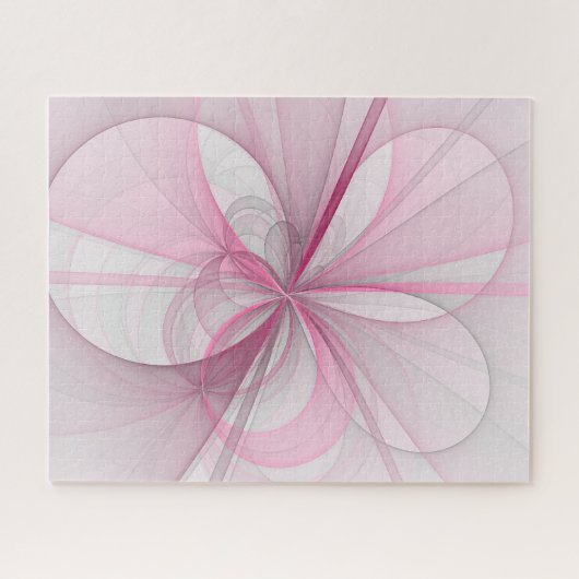 Modernes Abstraktes, hellrosa graues Fraktal Desig Puzzle (Horizontal)