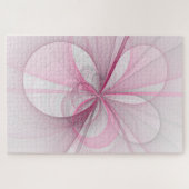 Modernes Abstraktes, hellrosa graues Fraktal Desig Puzzle (Horizontal)