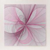 Modernes Abstraktes, hellrosa graues Fraktal Desig Puzzle (Horizontal)