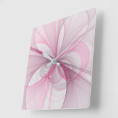 Modernes Abstraktes, hellrosa graues Fraktal Desig Quadratische Wanduhr (Winkel)