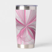 Modernes Abstraktes, hellrosa graues Fraktal Desig Thermobecher (Links)