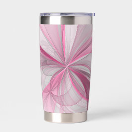 Modernes Abstraktes, hellrosa graues Fraktal Desig Thermobecher
