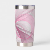 Modernes Abstraktes, hellrosa graues Fraktal Desig Thermobecher (Rückseite)