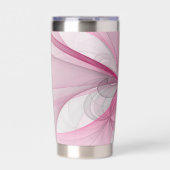 Modernes Abstraktes, hellrosa graues Fraktal Desig Thermobecher (Vorderseite)