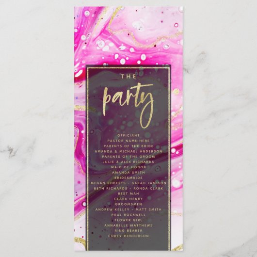 "Modernes abstraktes Hochzeitsprogramm Programm (Rückseite)