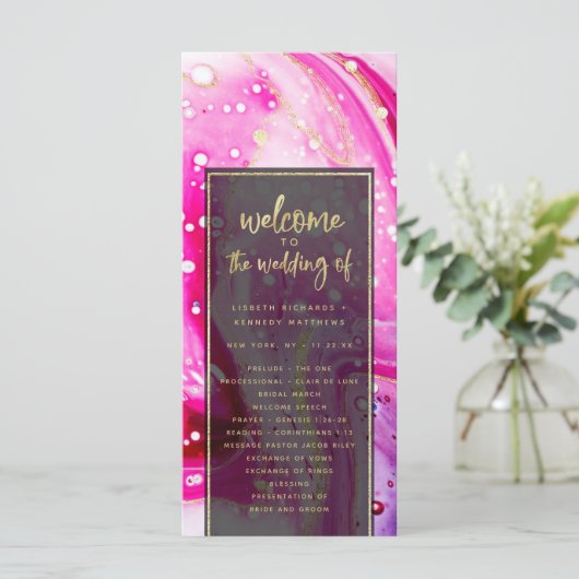 "Modernes abstraktes Hochzeitsprogramm Programm (Stehend Vorderseite)