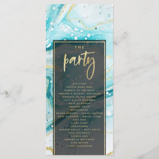 "Modernes abstraktes Hochzeitsprogramm Programm (Rückseite)