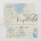 Modernes Abstraktes Hochzeitsszenario mit blauer B Postkarte (Vorne/Hinten)