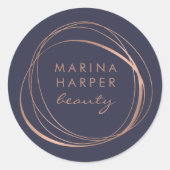 Modernes Abstraktes Imitat Rose Gold Logo Runder Aufkleber (Vorderseite)