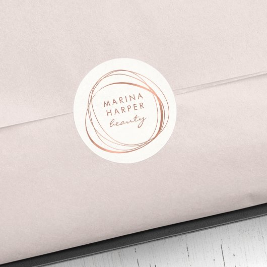 Modernes Abstraktes Imitat Rose Gold Logo Runder Aufkleber