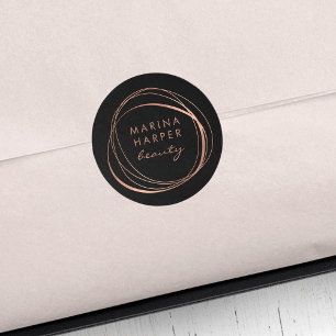 Modernes Abstraktes Imitat Rose Gold Logo Runder Aufkleber