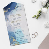 Modernes Abstraktes Indigo Aqua Blauer Fotoplan All In One Einladung