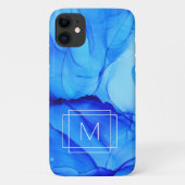 Modernes Abstraktes Indigo Blue Lila Wirbel Monogr Case-Mate iPhone Hülle (Rückseite)