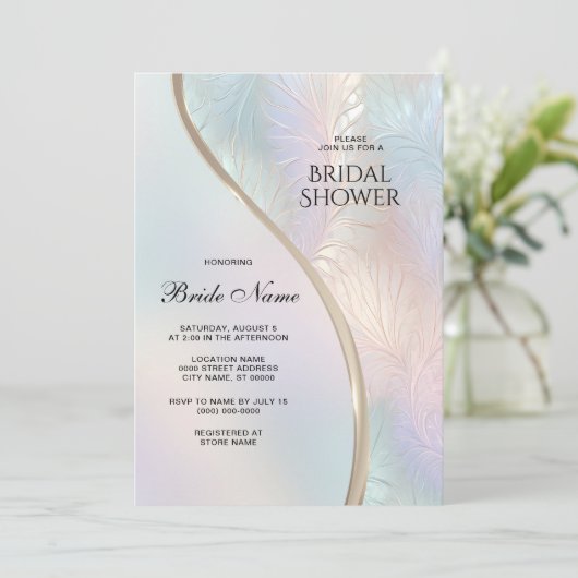 Modernes Abstraktes irisierendes Brautparty Einladung (Stehend Vorderseite)
