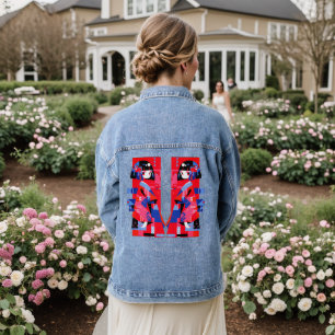 Modernes Abstraktes Japanisches Mädchen - Geometri Jeansjacke