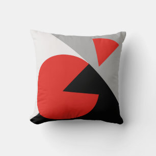 Modernes abstraktes Kissen schwarz, rot, weiß, gra