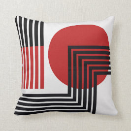 Modernes abstraktes Kissenschwarzes, Rot, weiß Kissen