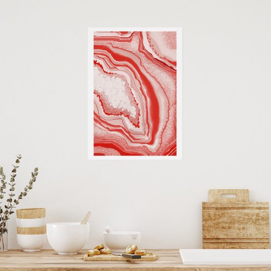 Modernes Abstraktes Korallenrosa Agate Geode Gemst Poster (Küche)
